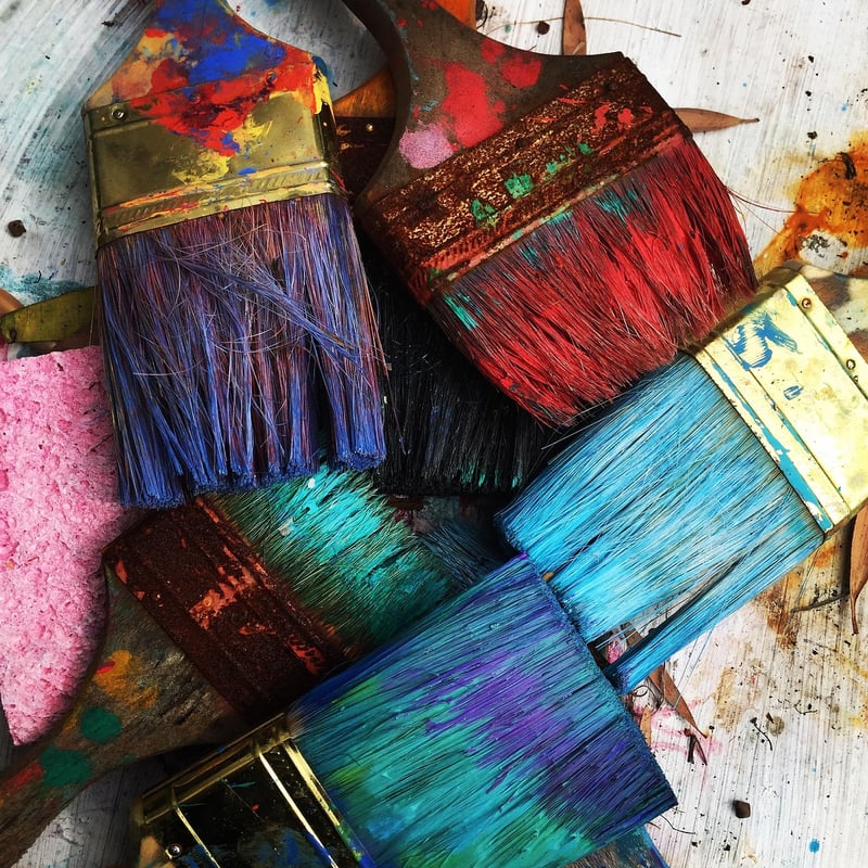 Paintbrush and paints